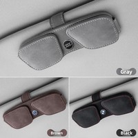Clip pour lunettes de voiture en cuir PU, pare-soleil multifonctionnel, rangement pour cartes de visite, étui à lunettes créatif