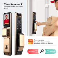 Kunci Pintu Pintar Otomatis Penuh dengan Pengenalan Sidik Jari WiFi TUYA, Kata Sandi, Kartu Gesek, Pengenalan Wajah 3D, dan Interkom Video
