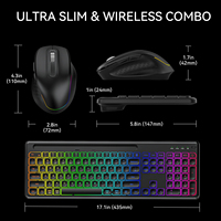 Combo de Teclado y Ratón Inalámbrico RGB JOMAA, Modelo Dual, con Soporte, Teclado Ergonómico de Tamaño Completo, Juego de Teclado y Ratón para PC y Portátil