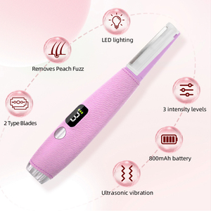 Épilateur électrique facial 2-en-1 à double tête indolore pour femmes, rasoir et tondeuse visage rechargeable, portable et étanche - Product Image 2