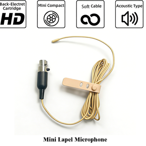 Micrófono Lavalier XLR Mini Profesional, Color Beige y Negro, Micrófono Inalámbrico Portátil y Ligero con Transmisor de Bolsillo - Product Image 1