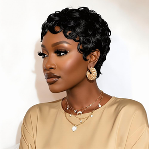 Peluca XZY 2026, Nueva Peluca <span class=keywords><strong>Chimo</strong></span> Rizada de Cabello Humano para Mujeres Negras, Pelucas Cortas Estilo Pixie, 100% Cabello Humano Real, Ligera, Sin Pegamento, Color Negro Natural - Product Image 2