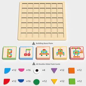 Nuevos Juguetes Educativos de Madera Montessori para Niños Pequeños, 120 Bloques, Juegos de Rompecabezas, Mosaico con 40 Tarjetas de Tacto para Niños - Product Image 5
