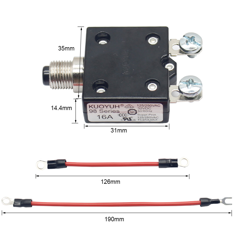 1pc 98 series 16A Manual Reset Thermal Overload protector switch 3 1pc 98  series 30A Manual 1pc 98 series 25A Manual Reset Thermal Overload protector switch C