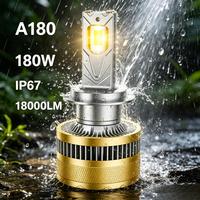 Phares LED de voiture SunRise A180 H8 12V 360W 18000LM 6500K Double tube en cuivre Nouveaux IP67 Étanche Haute luminosité Plug and Play