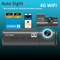 Caméra embarquée 4K Ultra HDR double objectif avec GPS Starvis 2, vision nocturne haute résolution, surveillance de stationnement 24h/24 et Wi-Fi DVR