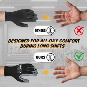 Nitril Pürüzsüz Güvenlik Eldivenleri 13G Naylon Oto Tamir Montaj Mekaniği Kaymaz Yağa Dayanıklı ABD Yerel Deposu 12 Çift - Product Image 4