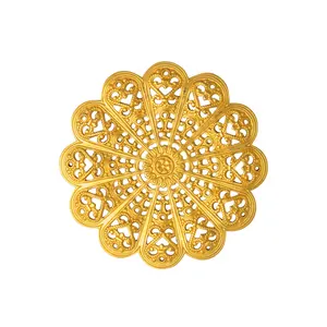 Gold plated brass jewelry findings large filigree flower