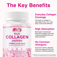 Complément alimentaire Lenm pour cheveux et ongles, capsules multi-collagène pour femmes, pour une peau saine, complexe multi-collagène bovin hydrolysé