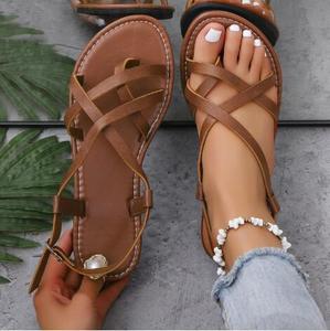 <b>Women</b> Strap <b>Gladiator</b> <b>Sandals</b> Ankle Elastic Band Open Toe Flat Heel Sexy PVC Casual Daily Footwear for Ladies - Product Image 2