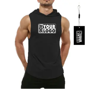 Free Shipping wholesale custom design or blank sleeveless workout gym hoodie for men mix size colors and designs accept