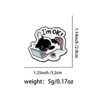 Bros Kucing Kartun I'm OK untuk Pria Wanita, Pin Kerah untuk Pakaian, Pin Enamel Lunak untuk Tas Ransel, Lencana Logam, Aksesoris Fashion