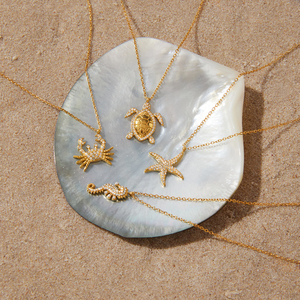 <span class=keywords><strong>Collana</strong></span> J&D Ocean Vacation Animal in acciaio inossidabile placcato oro 18K con strass, ciondolo estivo a forma di <span class=keywords><strong>stella</strong></span> <span class=keywords><strong>marina</strong></span>, granchio, tartaruga e cavalluccio marino - Product Image 1
