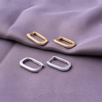 Pendientes de Aro Geométricos en Forma de U de Plata de Ley 925 con Diamantes de Alta Gama para Mujer, Lujo Ligero y Moda Personalizada