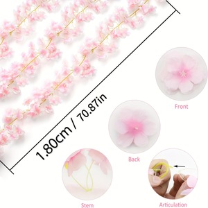 Guirlandes artificielles de fleurs de cerisier en soie pour décorations de plafond de mariage ou de maison, 8 pieds de long, style branche unique, style 1 - Product Image 3