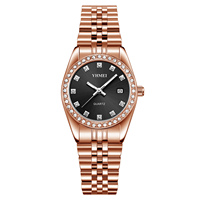 Jam Tangan Wanita Quartz YHMEI Baru dengan Tali Stainless Steel, Tahan Air, Dial Klasik, Fungsi Lampu Malam, untuk Kegunaan Sehari-hari