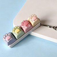 Porte-clés Clavier Anti-stress Lumineux LED en Silicone Souple, Design Chat Mignon à 4 Touches, Jouet Décompression, Cadeau Promotionnel, Vente en Gros