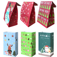 Sacs en papier kraft pour cadeaux de Noël, motifs bonhomme de neige et sapin de Noël, sacs pour aliments, café, vêtements, robes