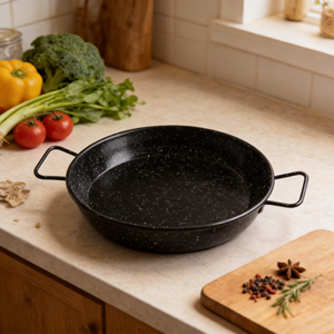 Olla de Hierro Esmaltada <span class=keywords><strong>para</strong></span> <span class=keywords><strong>Paella</strong></span> Española, Fondo Plano, Doble Asa, Base Única, <span class=keywords><strong>para</strong></span> Cocina Familiar o de Hotel - Product Image 2