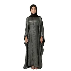 Traditional Muslim Clothing Silk Shiny Abaya Kaftan Luxury Party Modest Evening Dress