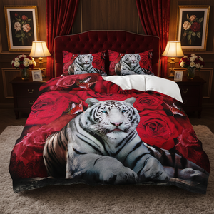 <span class=keywords><strong>Housse</strong></span> <span class=keywords><strong>de</strong></span> <span class=keywords><strong>couette</strong></span> en polyester personnalisée avec photo, imprimée en 3D, écologique, motif <span class=keywords><strong>Tigre</strong></span> Rose Rouge, pour chambre à coucher - Product Image 2