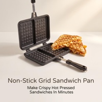 Pembuat Sandwich Anti Lengket Bergaris Ganda 25x33cm untuk Kompor Gas dengan Kunci Engsel, Cocok untuk Dapur Rumah dan Berkemah