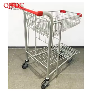 Tweeledige Winkelwagen Stalen Lading Logistieke <span class=keywords><strong>Trolley</strong></span> Voor Supermarkt Metalen Winkelwagen Plukwagen - Product Image 1