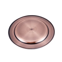 Plateau de chargeur d'assiettes à dîner, 1 pièce, en acier inoxydable, or/argent/rose, chargeur rond, pour serveur, assiettes, dîner, mariage
