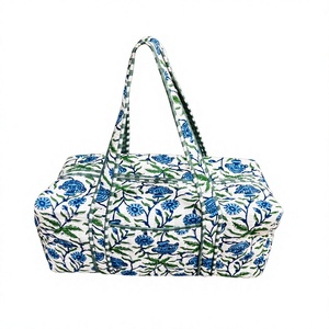 Premium Cotton Quilted Duffle Tote Shoulder <b>Bag</b>, Floral Print Washable Eco friendly Yoga Shopping <b>Beach</b> Boho Weekender <b>Bags</b> - Product Image 1