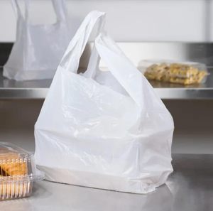 ถุงเสื้อยืด HDPE สีขาวพร้อมหูหิ้ว – ถุงใส่ของกลับบ้านและถุงใส่ของชำแบบรีไซเคิลได้ ทนทาน สำหรับร้านอาหาร รถขายอาหารเคลื่อนที่ - Product Image 4