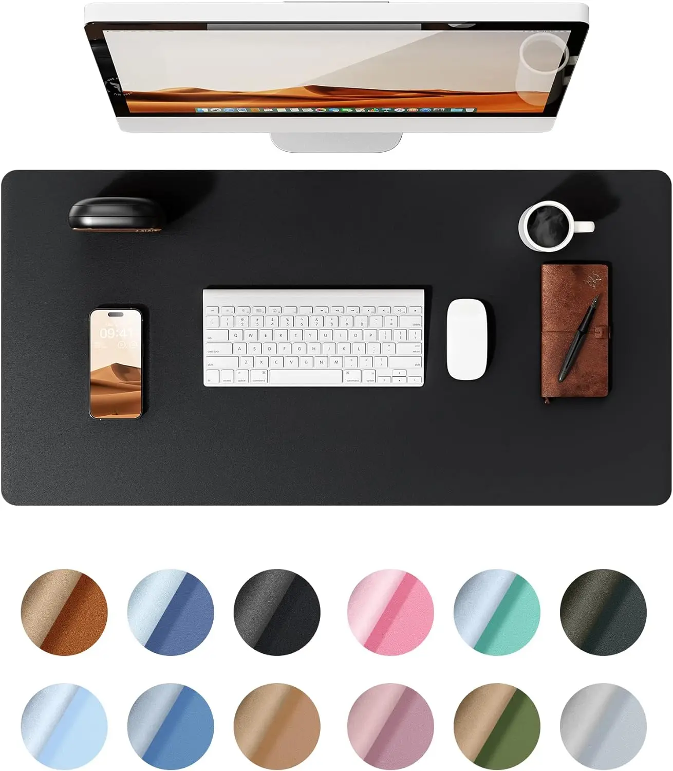 60×30cm PU Leather Desk Pad | Waterproof Office Desk Mat with Non-Slip Base &amp; Custom Logo Large Mouse Pad