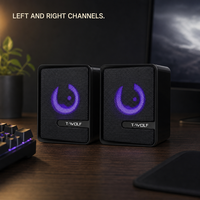 T-WOLF S3 Computer-Lautsprecher 3W X 2 Kabelgebunden 3,5mm USB-Stromversorgung 4-Farben-Atemlicht Stereo für PC Laptop Desktop Großhandel