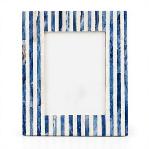 FAIZA CRAFT Handmade Blue and White MDF & Bone Inlay UV <b>Printed</b> Customizable Waterproof Vertical Square Photo <b>Frame</b> Tabletop - Product Image 2