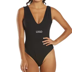 OEM Custom Manufacturers 1 Piece Jumpsuit Rompers Deep V Neck Snap Button Thong Bodysuit For Women