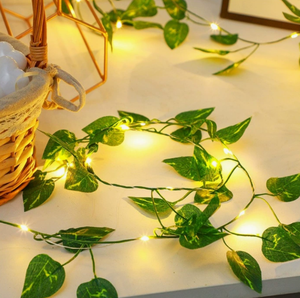 <span class=keywords><strong>Guirlande</strong></span> lumineuse LED en forme de feuille d'érable verte suspendue, alimentée par énergie solaire/batterie, IP44, en rotin, pour salon et extérieur - Product Image 6