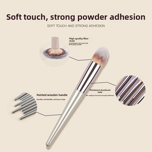 Ensemble de 18 pinceaux de maquillage, poils en nylon, manche en bois, kit pour poudre visage, blush, fard à paupières, anticernes - Product Image 4