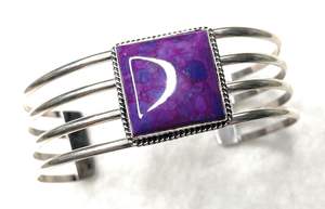 HANDCRAFTED PURPLE KINGMAN TURQUOISE & <b>STERLING</b> <b>SILVER</b> <b>CUFF</b> Adjustable - Product Image 5