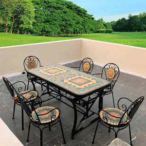 Bán buôn Chất lượng cao Hiện Đại Đồ nội thất Patio ngoài trời <span class=keywords><strong>wrought</strong></span> sắt bàn ăn và ghế - Product Image 3