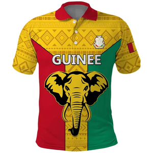 T-shirt personnalisé pour homme, style drapeau et armoiries de la Guinée Afro, en maille gaufrée courte, taille XL, idéal pour le golf, collection indépendante - Product Image 5