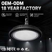 Lampe LED UFO Highbay homologuée ETL DLC, 100-300W, en aluminium moulé sous pression, dimmable 0-10V, pour garage, usine, luminaire suspendu