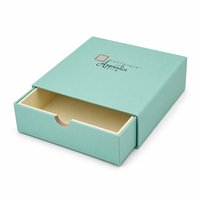 Boîte cadeau de Noël personnalisée avec logo vert et bleu, boîte d'emballage à tiroir avec compartiments en velours pour boucles d'oreilles, bagues, ensembles de bijoux