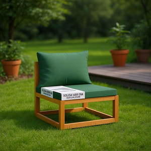 Chaise de jardin en bois d'acacia massif, verte, standard, mobilier d'extérieur modulaire, design contemporain, pieds coniques durables - Product Image 2