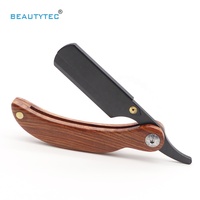 Mini rasoir à lame interchangeable avec manche en bois, pliable, pour la coupe de la barbe, noir, rasoir de barbier