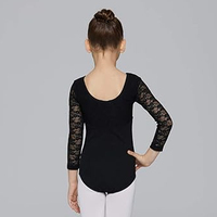 Justaucorps de danse pour filles, col en dentelle, dos à nœud, manches courtes, pour la gymnastique des tout-petits