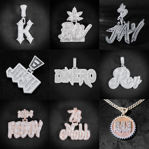 カスタムジュエリーファクトリーダイヤモンド925スターリングシルバーネーム26レターKモアッサナイトペンダントメンズヒップホップネックレス - Product Image 6