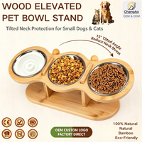 Support de gamelle surélevé pour chien et chat en acier inoxydable écologique, étanche, avec protection inclinée pour le cou et hauteur réglable