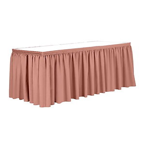 Falda de mesa de comedor de poliéster 100% hecha a medida para banquetes, suministros de fiesta duraderos de primera calidad, decoraciones de botín lisas tejidas para - Product Image 4