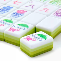 Jeu de tuiles de mahjong américain vert et blanc, mahjong en mélamine avec motif singe Joker, kit de jeu complet avec supports en acrylique transparent
