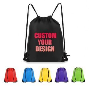 210D Polyester <b>Drawstring</b> <b>Backpack</b> Bag Promotional String Cinch for Swimming Sports Waterproof Foldable Portable - Product Image 2