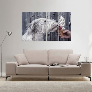Printed <b>Canvas</b>: Cute Dog Eating Ice Cream - Minimalist <b>Wall</b> Art,SET OF 4 <b>CANVAS</b> - Product Image 3